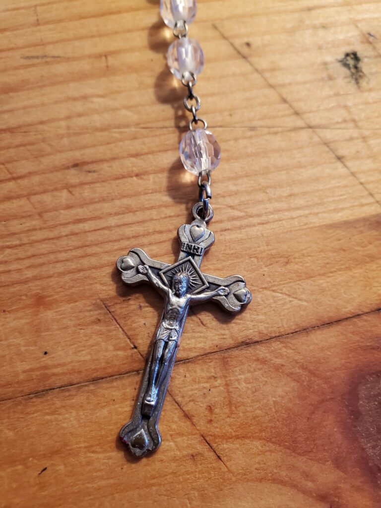 Rosary on a table